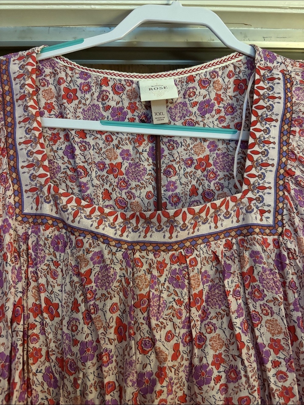 Knox Rose Pink and Red Floral Peasant Blouse - Picture 2 of 3